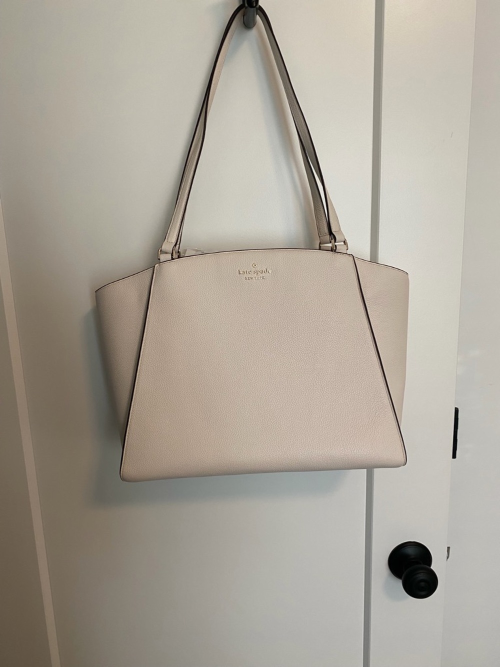 kate spade Pebbled Leather Tote in Soft Beige